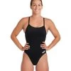 Maillot De Bain Arena Femme Team Dos Challenge Uni Noir Et Blanc -Natation Équipement Magasin 004766 550 womens team swimsuit challenge solid 001 o