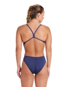 Maillot De Bain Arena Femme Team Dos Challenge Uni Bleu Marine Et Blanc -Natation Équipement Magasin 004766 750 womens team swimsuit challenge solid 002 o