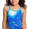 Maillot De Bain Funkita Enfant Fille Fantasy Reef Bleu -Natation Équipement Magasin fg01t fantasy reef 16