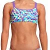 Maillot De Bain Funkita 2 Pièces Fille Mint Strips Violet -Natation Équipement Magasin funkita criss cross zweiteiliger bikini m dchen mint strips1920x1920 1