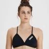 Haut Maillot De Bain Femme Arena Team Uni Noir 2 Haut Maillot De Bain Femme Arena Team Uni Noir -Natation Équipement Magasin noir haut face