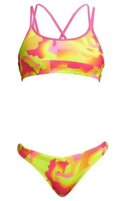 Maillot De Bain Funkita 2 Pièces Fille Criss Cross - Pinged Pink -Natation Équipement Magasin pinged pink girls 2p 3